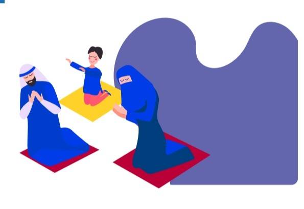 ilustración que muestra a personas del islam rezando