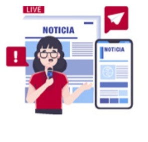 Ilustración que muestra a una reportera informando