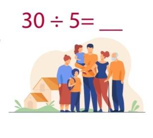 Ilustración que muestra a una familia debajo de una division matematica