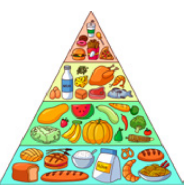 Ilustracion que muestra la piramide alimenticia