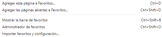 Figura 2. 8  – Menú de Favoritos de Google Chrome