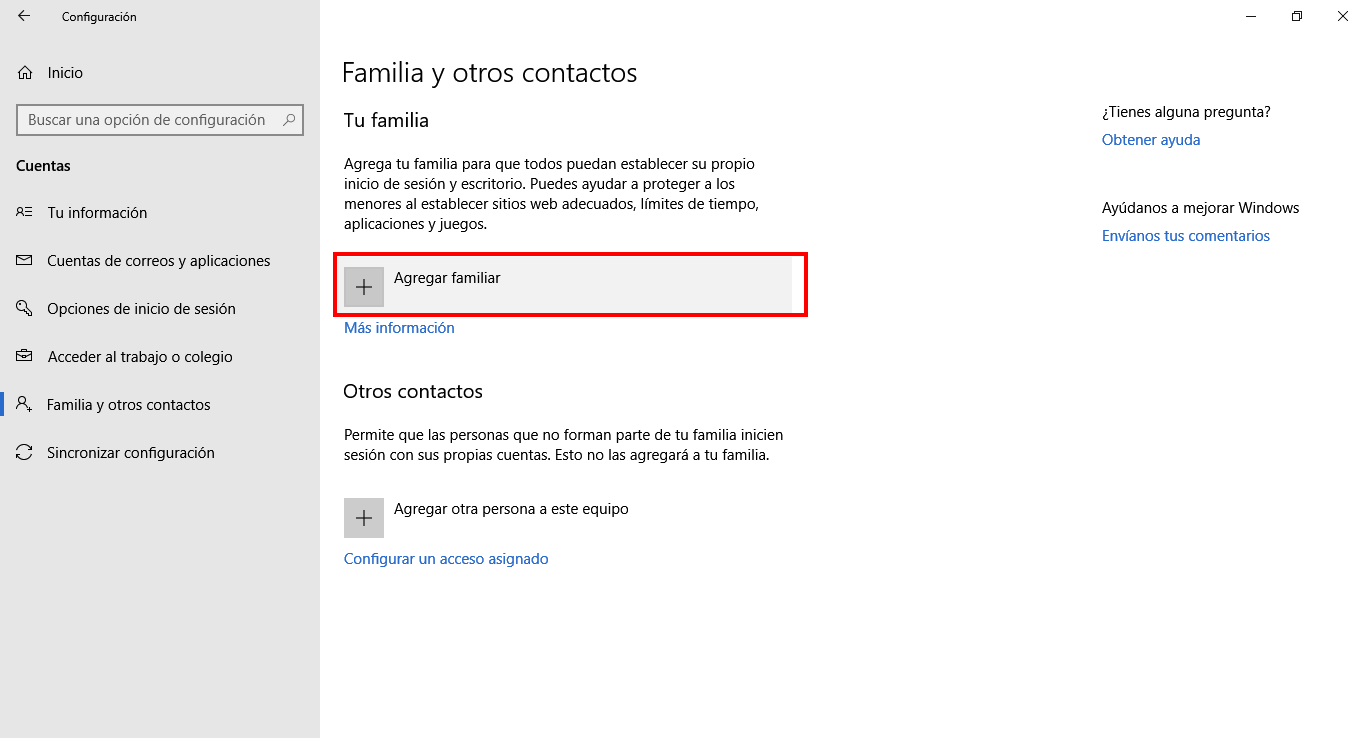 Figura 2. 12 – Menú de “Cuentas” en Windows 10