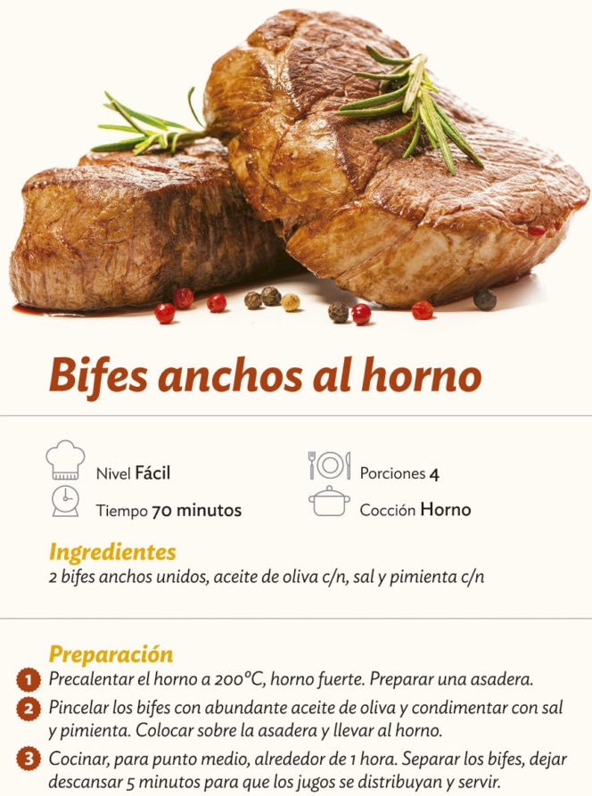 Ilustracion digital: Comida - Contiene texto: Bofes anchos al orno